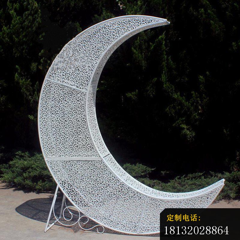 不锈钢镂空弯月亮雕塑公园景观雕塑_800*800