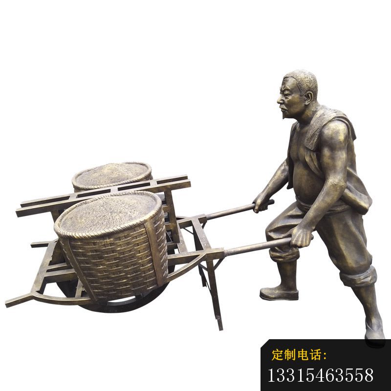 推独轮车的人物铜雕，公园小品铜雕 (2)_800*800