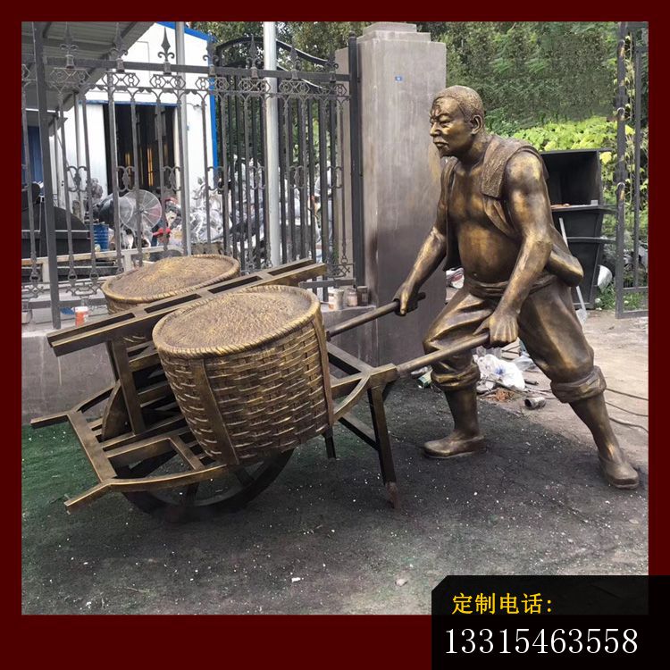 推独轮车的人物铜雕，公园小品铜雕 (3)_750*750