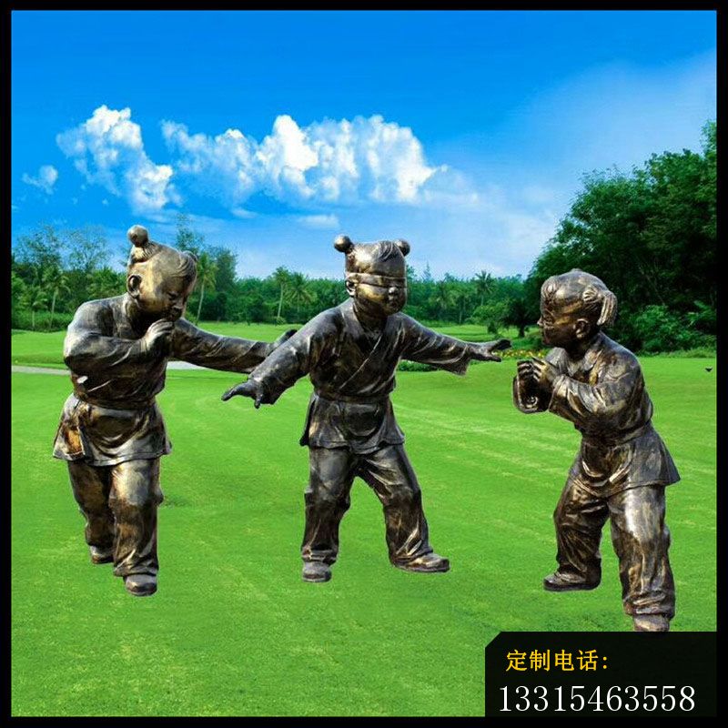 玩捉迷藏的儿童铜雕，公园古代人物铜雕 (2)_800*800