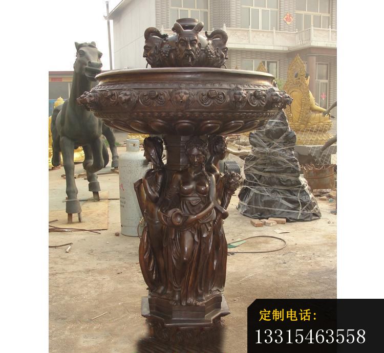 西方人物喷泉铜雕，公园景观雕塑(1)_750*690