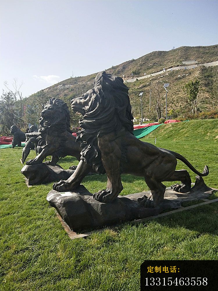西洋吼狮铜雕，门口欧式狮子铜雕_750*1000