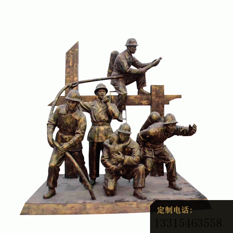 消防战士雕塑 玻璃钢仿铜人物雕塑_750*750
