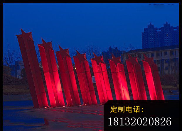 五星雕塑  不锈钢广场景观雕塑_620*447