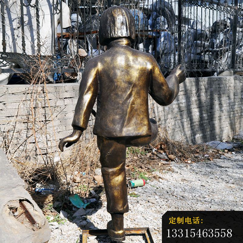 小女孩踢毽子铜雕，公园童趣铜雕 (3)_800*800