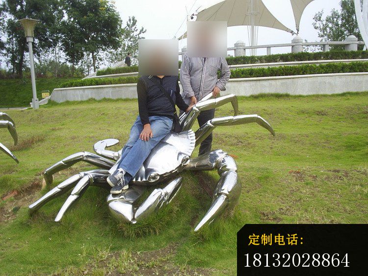 不锈钢螃蟹雕塑 公园动物雕塑_750*562