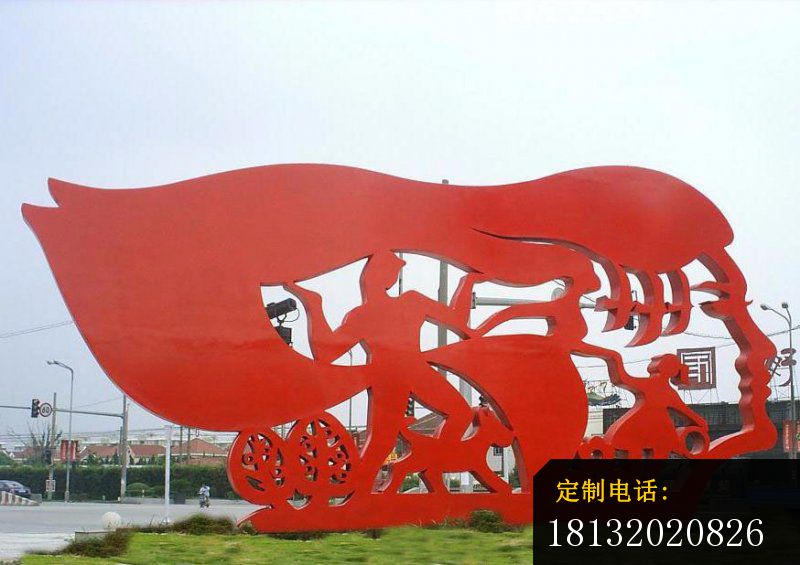 一家三口剪影人物雕塑，公园不锈钢雕塑_800*565