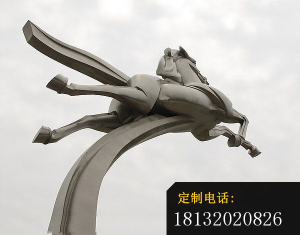 一马当先雕塑  不锈钢抽象马雕塑  广场景观雕塑_600*470