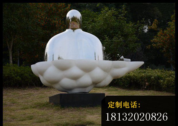 云端之上雕塑  不锈钢抽象人物雕塑  公园景观雕塑 (2)_620*440
