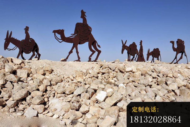 不锈钢骑骆驼剪影雕塑 公园不锈钢雕塑_800*535