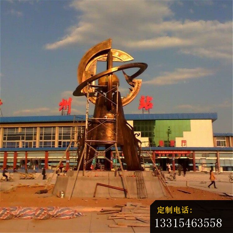 一路平安铜雕，车站景观铜雕_750*750