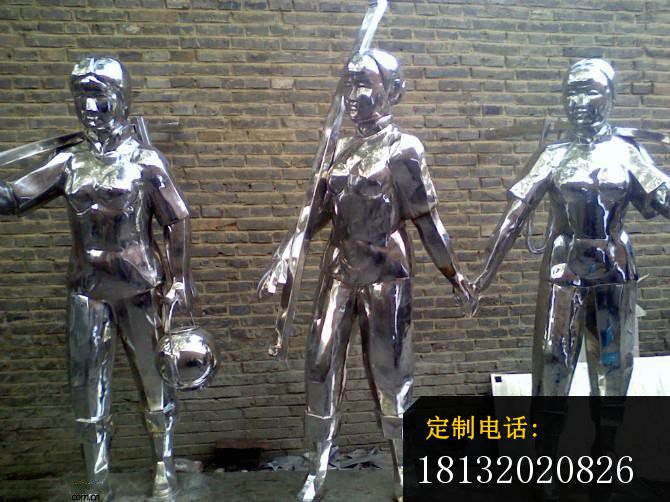 做农活的妇女雕塑，不锈钢人物雕塑_670*502