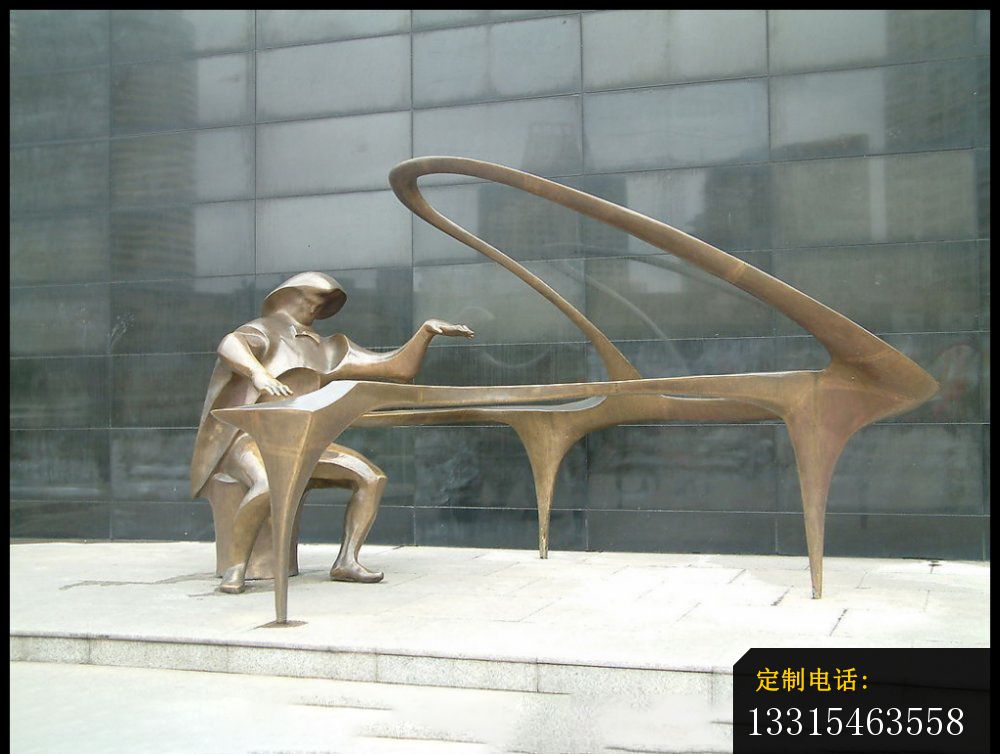 音乐家弹钢琴铜雕，广场抽象铜雕_1000*754