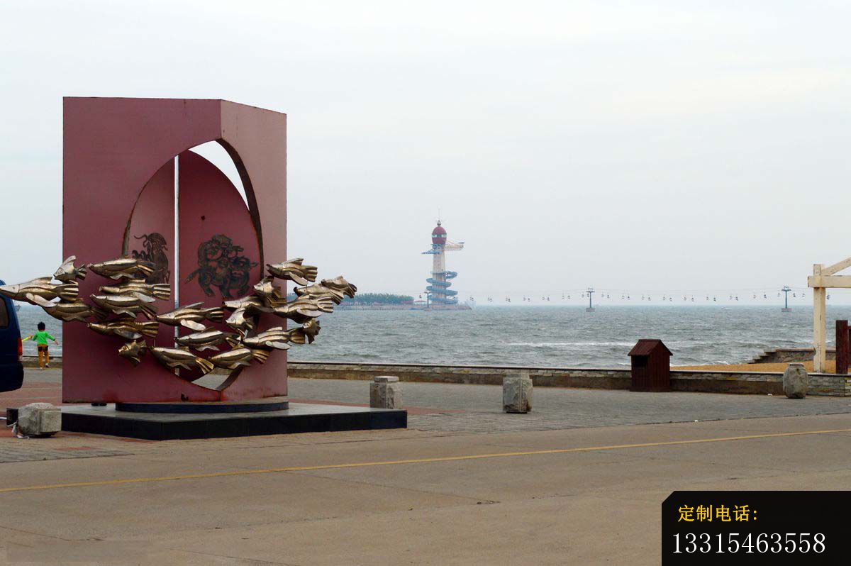 鱼群铜雕 海边景观铜雕_1200*798