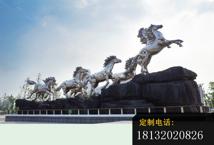 奔跑的六匹马雕塑 广场不锈钢雕塑_700*474