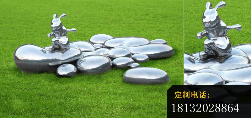 不锈钢水滴和抽象兔 公园不锈钢雕塑_800*378