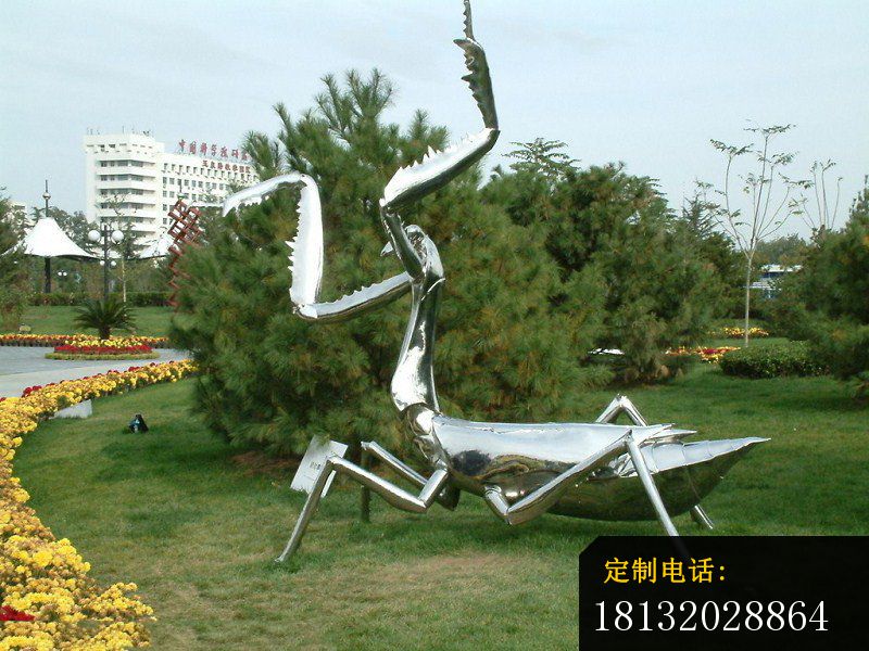 不锈钢螳螂雕塑  不锈钢动物雕塑 公园景观雕塑 (4)_800*600