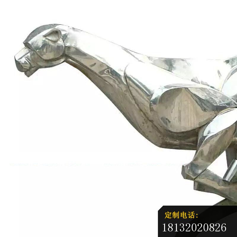 不锈钢奔跑的豹子公园动物雕塑 (3)_800*800