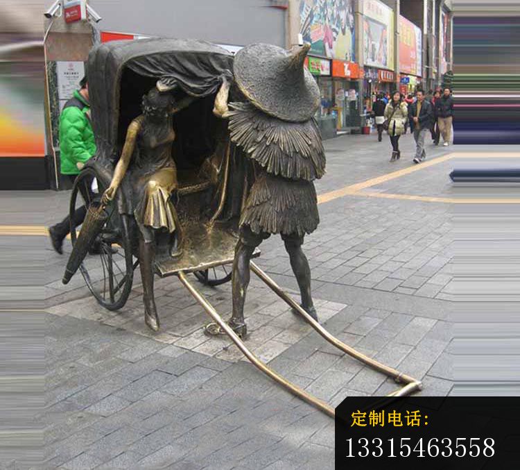 坐黄包车的女人铜雕 步行街小品铜雕 (2)_750*677