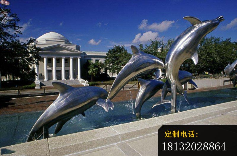 不锈钢跳跃的海豚 公园不锈钢雕塑_800*528