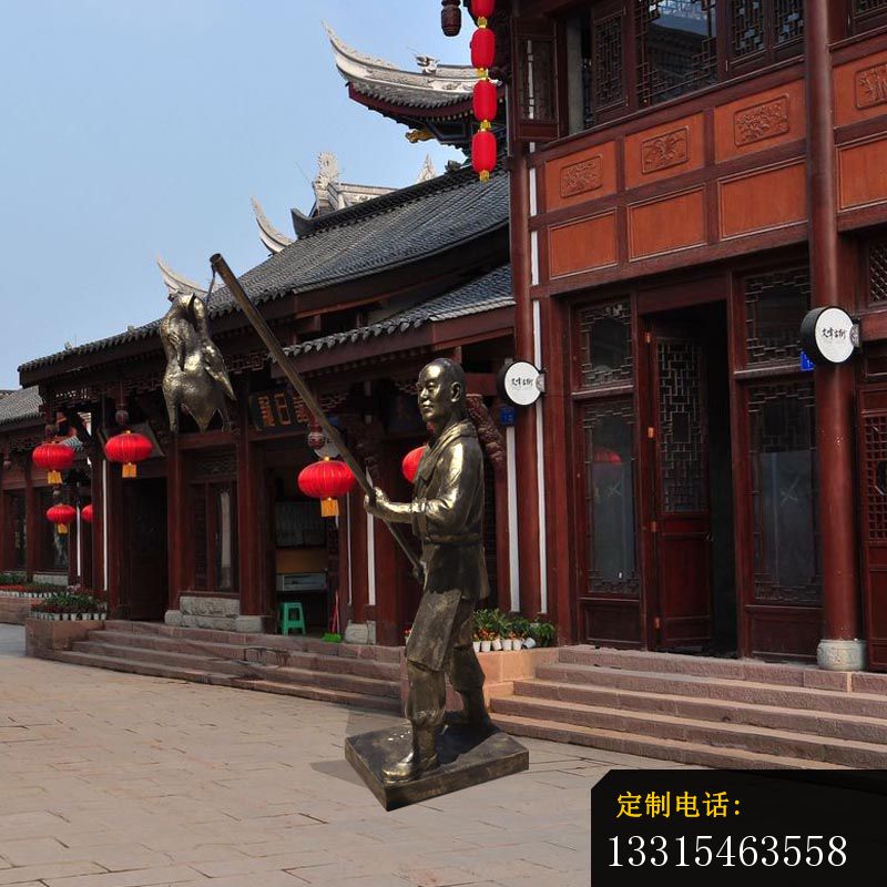 做烤鸭的古代人物铜雕，饭店门口人物铜雕_800*800