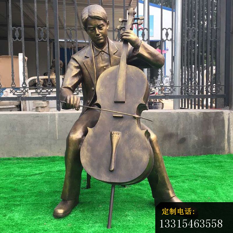 演奏大提琴和小提琴的人物铜雕，公园人物铜雕 (4)_800*800