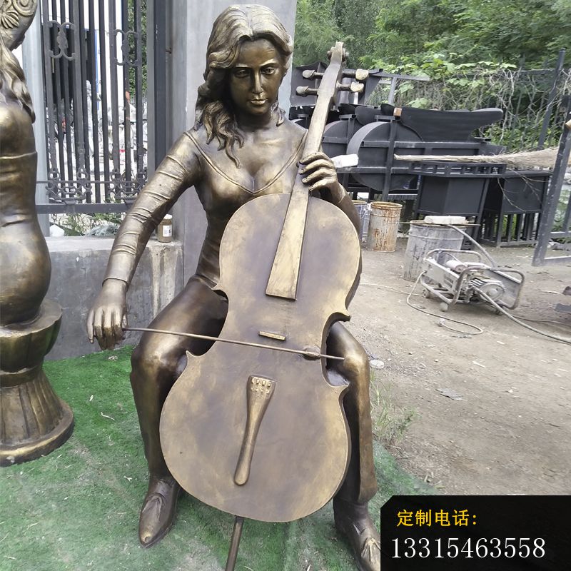 演奏大提琴和小提琴的人物铜雕，公园人物铜雕 (5)_800*800