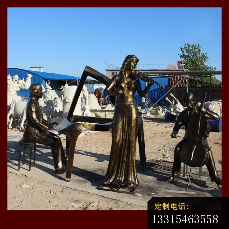 演奏乐器的人物铜雕，公园景观铜雕 (3)_750*750