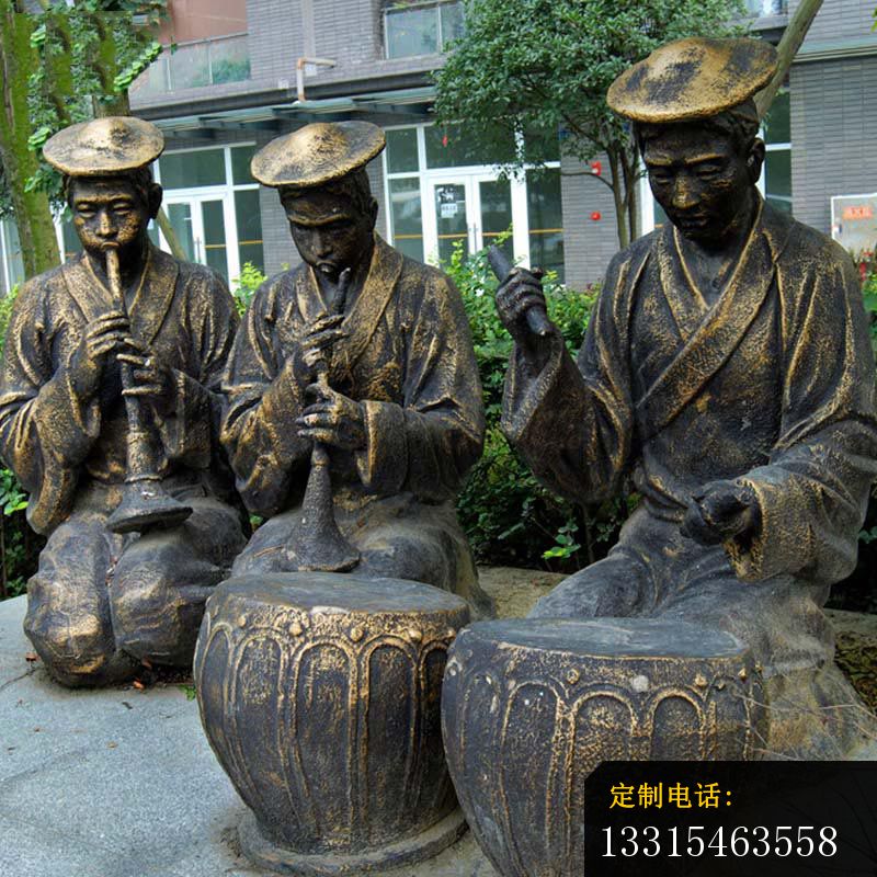 演奏乐器的少数民族人物  公园人物铜雕 (2)_800*800