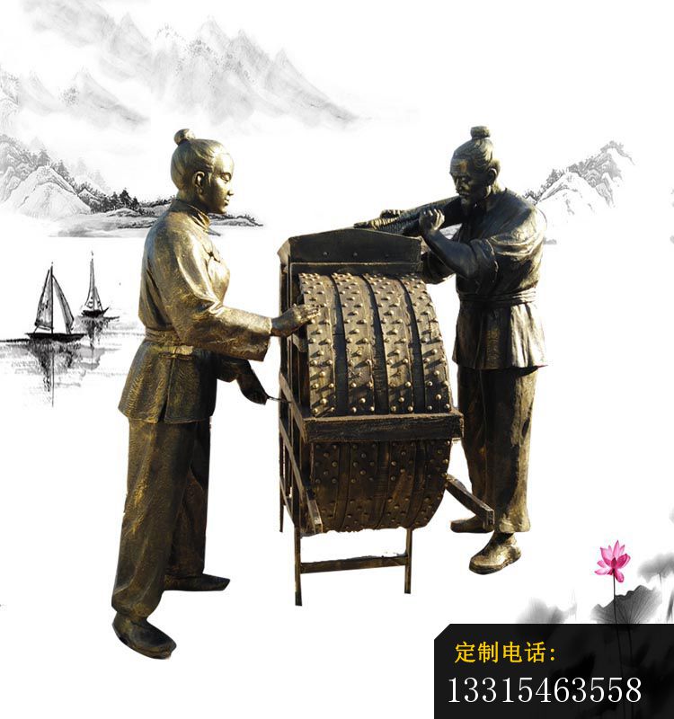 做农活的古代人物铜雕 公园农耕人物铜雕 (2)_750*800