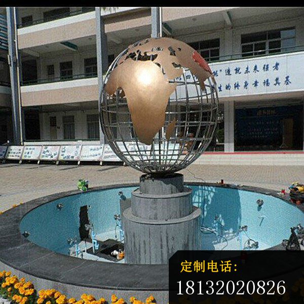 不锈钢抽象地球喷泉 校园不锈钢雕塑_600*600