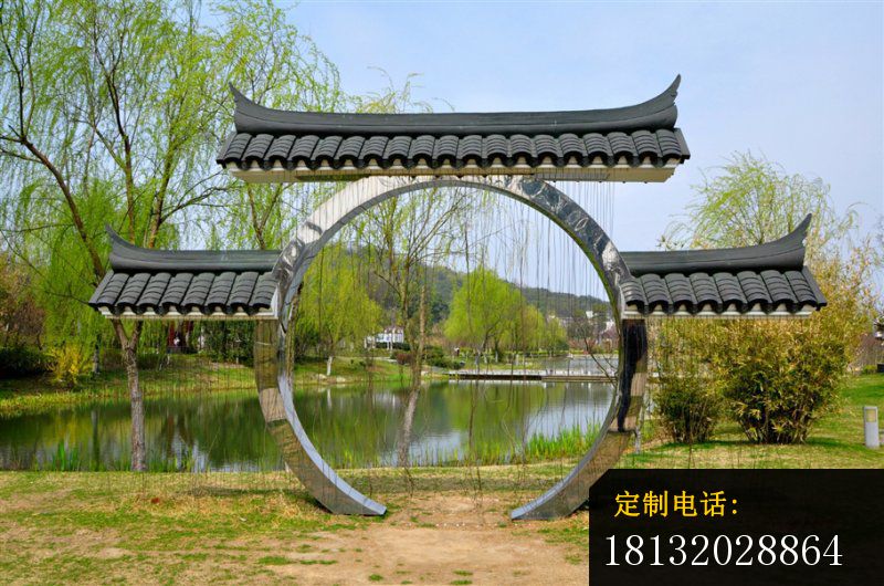 不锈钢月亮门，公园不锈钢雕塑_800*530