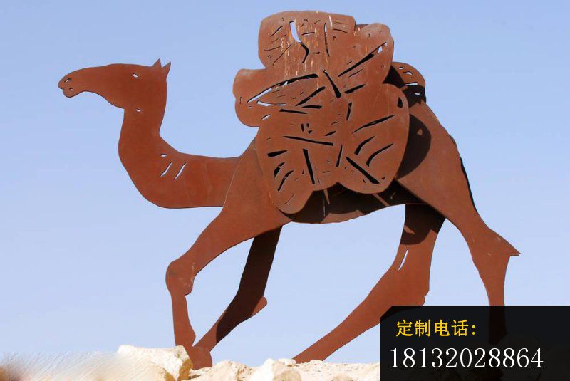 不锈钢运货骆驼雕塑 动物剪影雕塑_800*535