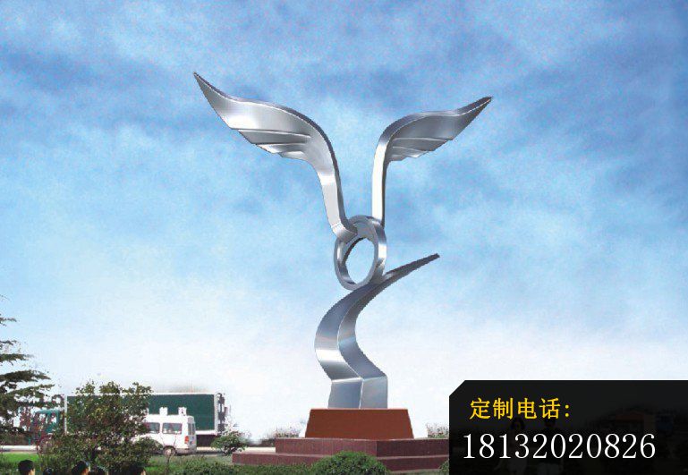 不锈钢抽象海鸥，广场不锈钢雕塑_769*531