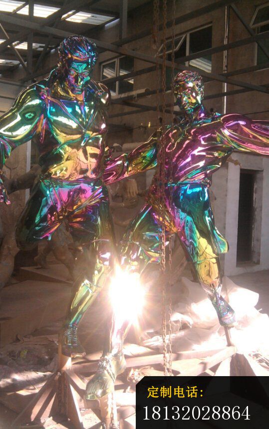 彩色不锈钢人物雕塑 公园人物雕塑 (2)_539*860