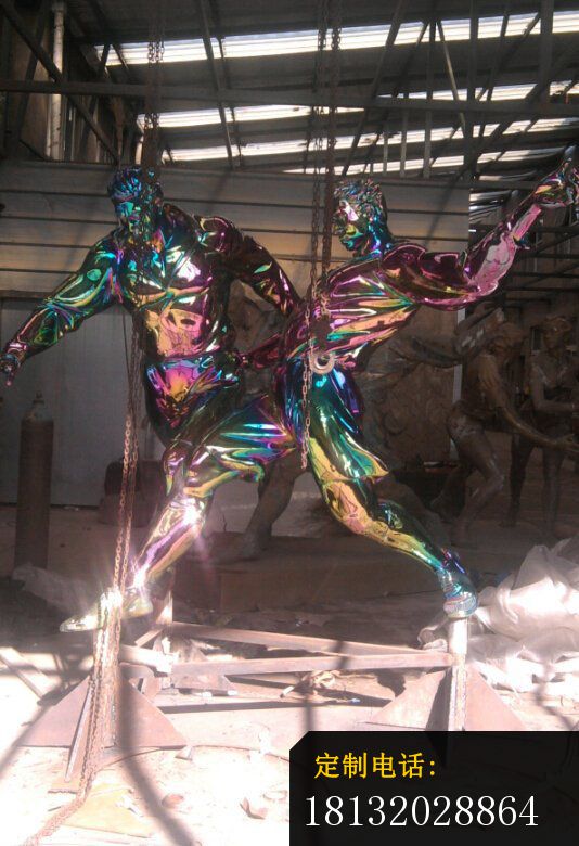 彩色不锈钢人物雕塑 公园人物雕塑 (3)_534*780