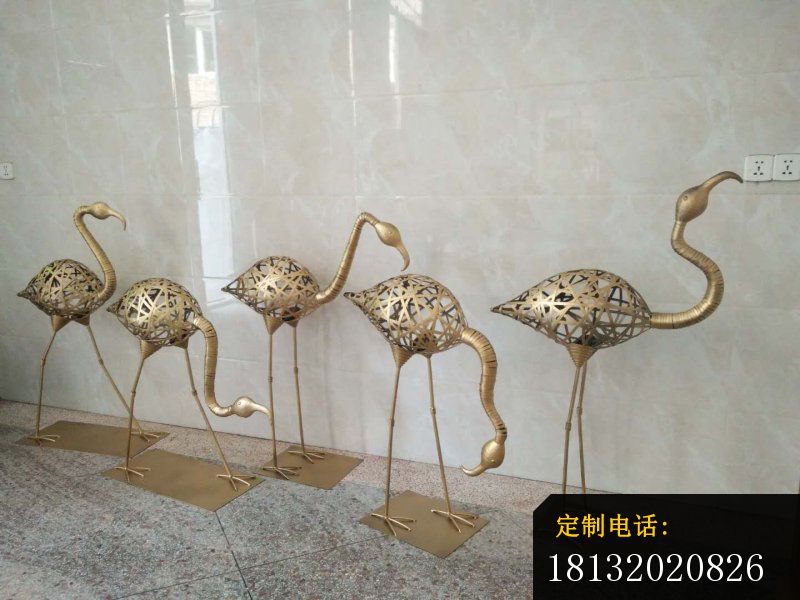不锈钢抽象火烈鸟公园动物雕塑_800*600