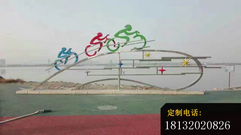 不锈钢抽象极限自行车人物雕塑，广场景观雕塑_800*448