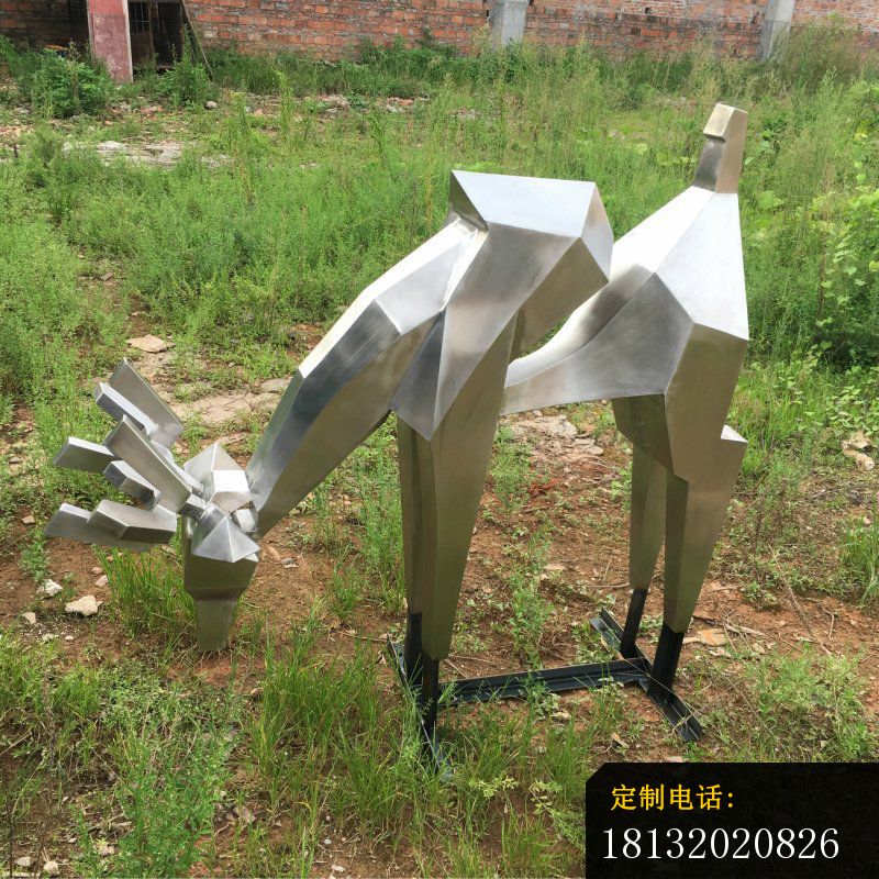 不锈钢抽象几何鹿，公园不锈钢动物雕塑_800*800