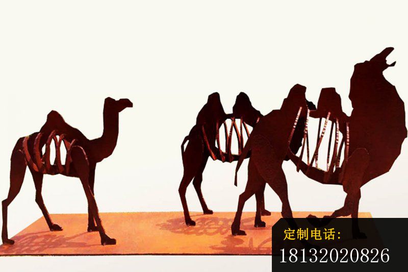 不锈钢抽象剪影骆驼雕塑 公园动物雕塑_800*533