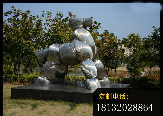 抽象草编马雕塑  不锈钢抽象雕塑  公园不锈钢雕塑 (2)_620*440