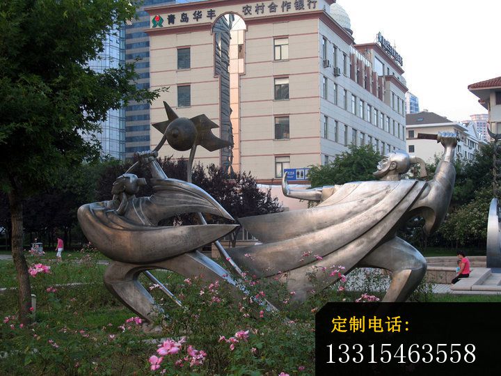 比武雕塑，不锈钢古代人物雕塑_720*540