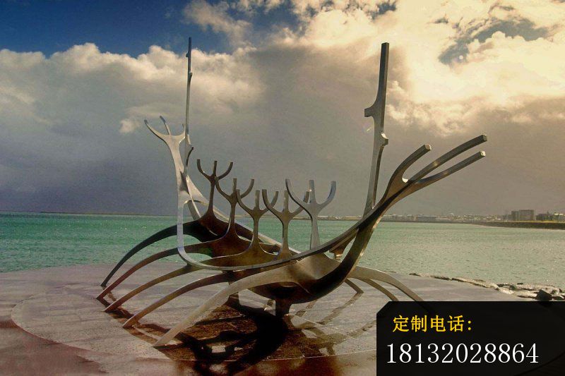 抽象划船雕塑 不锈钢海边景观雕塑 (2)_800*533