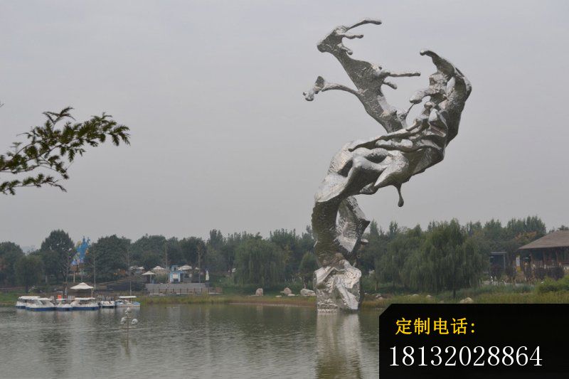 抽象浪花雕塑，公园不锈钢雕塑_800*533