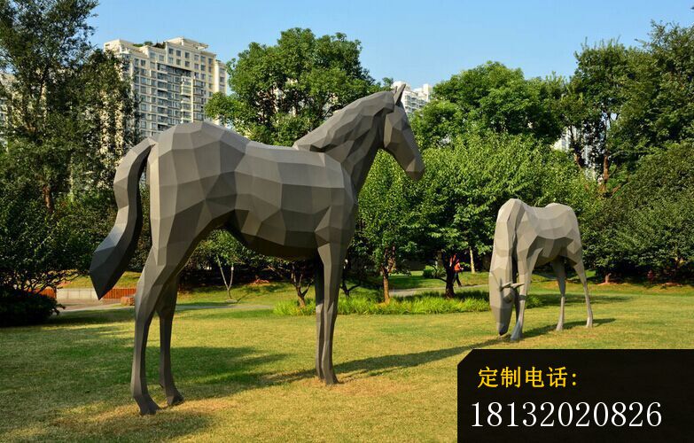 不锈钢抽象马 公园动物雕塑_783*500