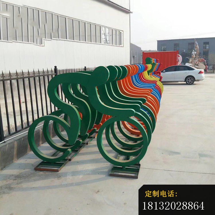 抽象人物骑车雕塑公园景观不锈钢 (2)_750*750