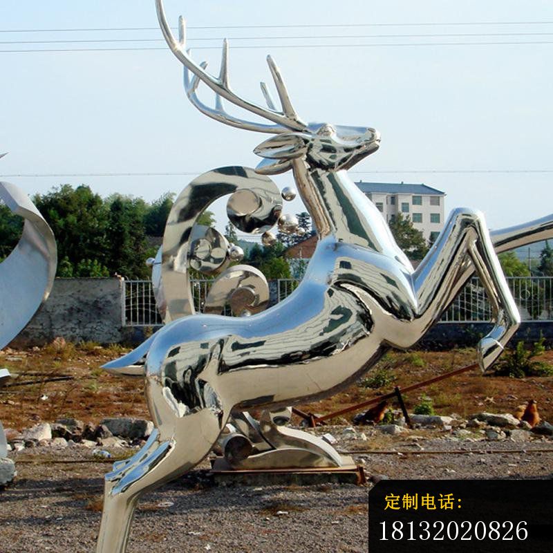 不锈钢抽象梅花鹿，公园动物雕塑_800*800