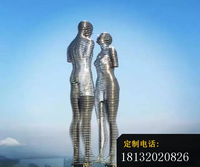 不锈钢抽象男女雕塑 广场不锈钢雕塑 (1)_640*535