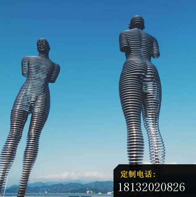 不锈钢抽象男女雕塑 广场不锈钢雕塑 (3)_634*638