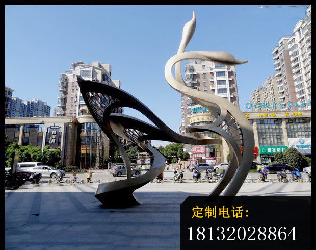 抽象天鹅雕塑  不锈钢抽象动物雕塑  街边景观雕塑 (2)_620*490